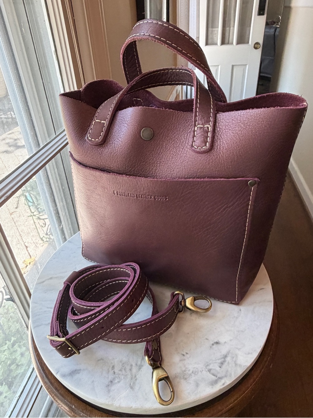 Portland Leather Mini Crossbody Tote in DISCO - Picture 6 of 6